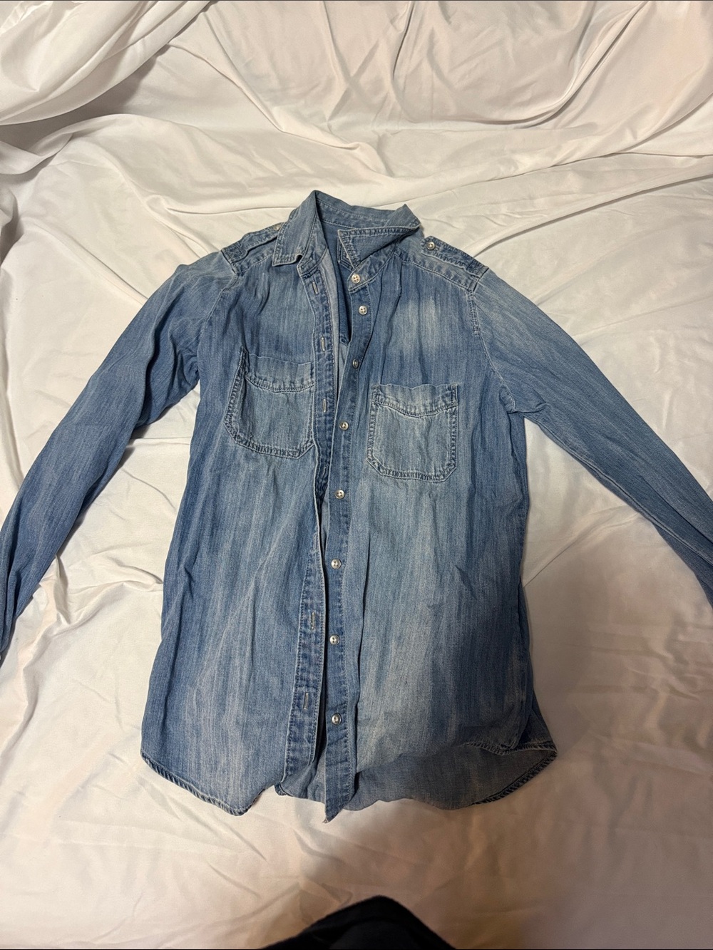 Express Light Blue Denim Button-Down Shirt